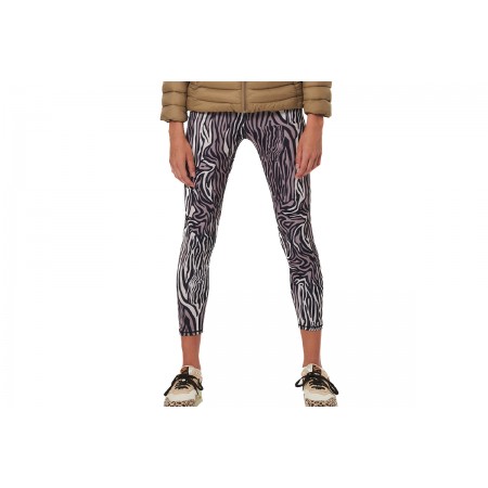 Body Action Printed Γυναικείο Κολάν 7/8 Πουρό, Μαύρο, Μπεζ