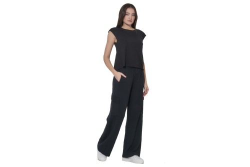 Body Action Modal Wide-Leg Παντελόνι Φόρμας Γυναικείο (021624 BLACK-01)