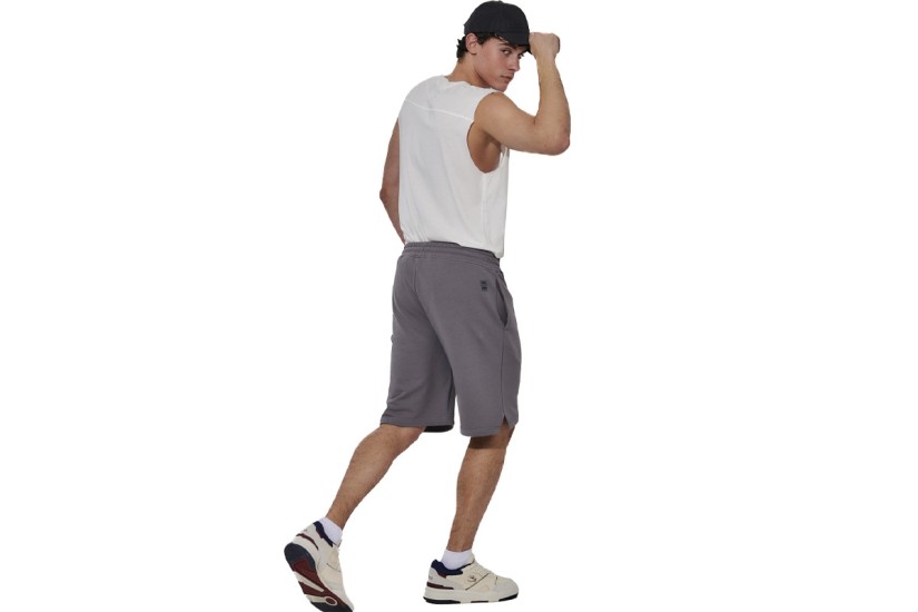 Body Action High Density Logo Terry Ανδρική Αθλητική Βερμούδα Γκρι Σκούρο
