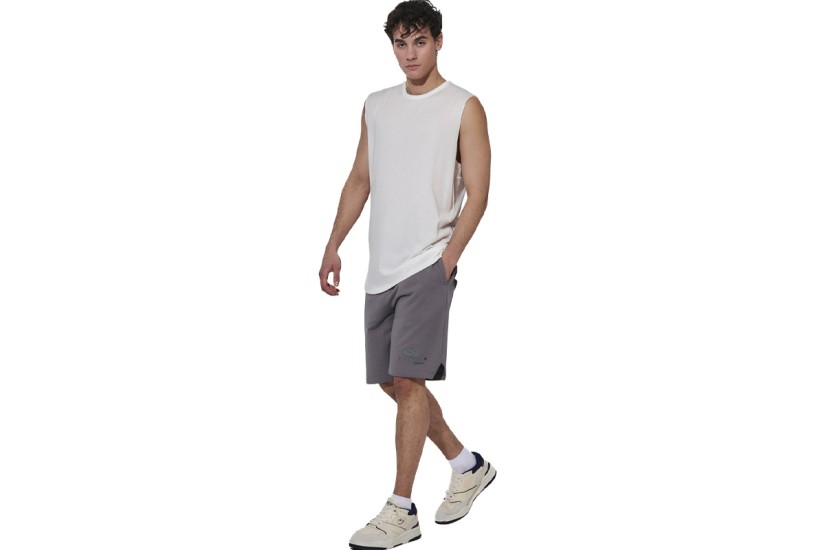 Body Action High Density Logo Terry Ανδρική Αθλητική Βερμούδα Γκρι Σκούρο