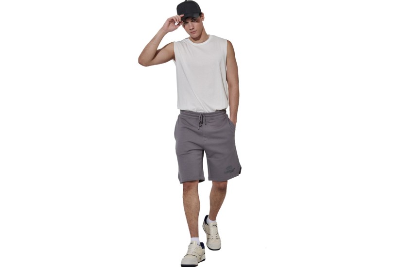Body Action High Density Logo Terry Ανδρική Αθλητική Βερμούδα Γκρι Σκούρο