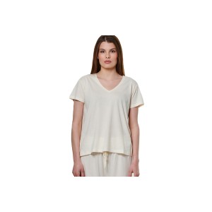 Body Action V-Neck T-Shirt Γυναικείο (051521 WHITE ALYSSUM-05A)