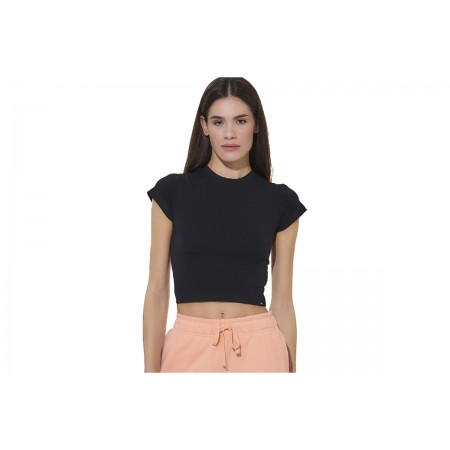 Body Action Stretch Jersey Γυναικείο Κοντομάνικο Cropped T-Shirt Μαύρο