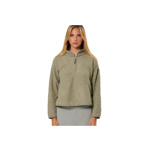 Body Action Oversized Boucle-Fleece Μπλούζα Με Φερμουάρ Γυναικεία (061529 FOG GREEN-07A)