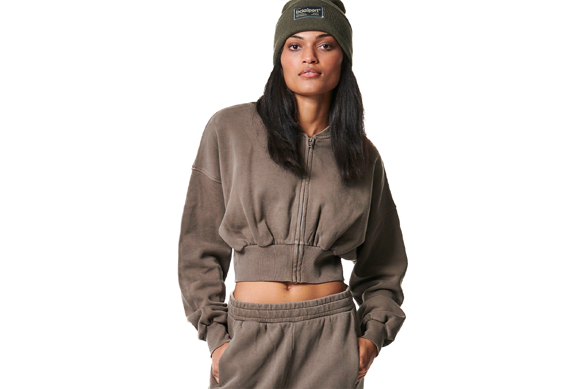 Body Action Faded Effect Γυναικεία Crop Ζακέτα Καφέ