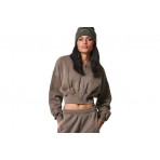 Body Action Faded Effect Γυναικεία Crop Ζακέτα Καφέ