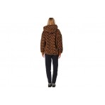 Body Action Women S Printed Zip-Up Sherpa Fleece Hoodie (071529 ANIMAL MOCHA-05E)