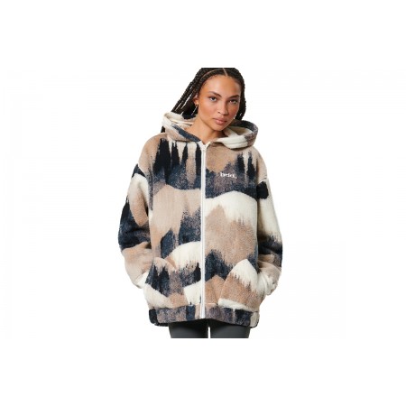 Body Action Women S Printed Zip-Up Sherpa Fleece Hoodie 