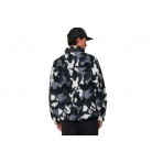 Body Action Printed Ανδρική Ζακέτα Sherpa Μαύρη, Γκρι, Λευκή
