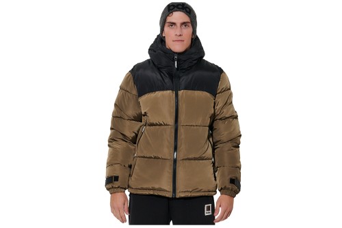Body Action Two-Tone Μπουφάν Puffer Ανδρικό (073621 CROCODILE GREEN-BLACK)