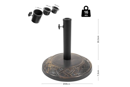 Escape Camping Βάση Ομπρέλας Στρογγυλή Τσιμεντένια 16Kg (12076)
