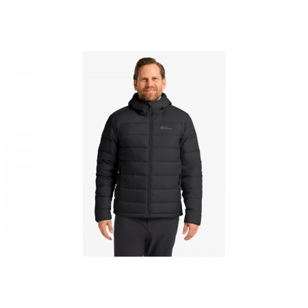 Jack Wolfskin Ather Down Ανδρικό Μπουφάν Puffer με Κουκούλα Μαύρο