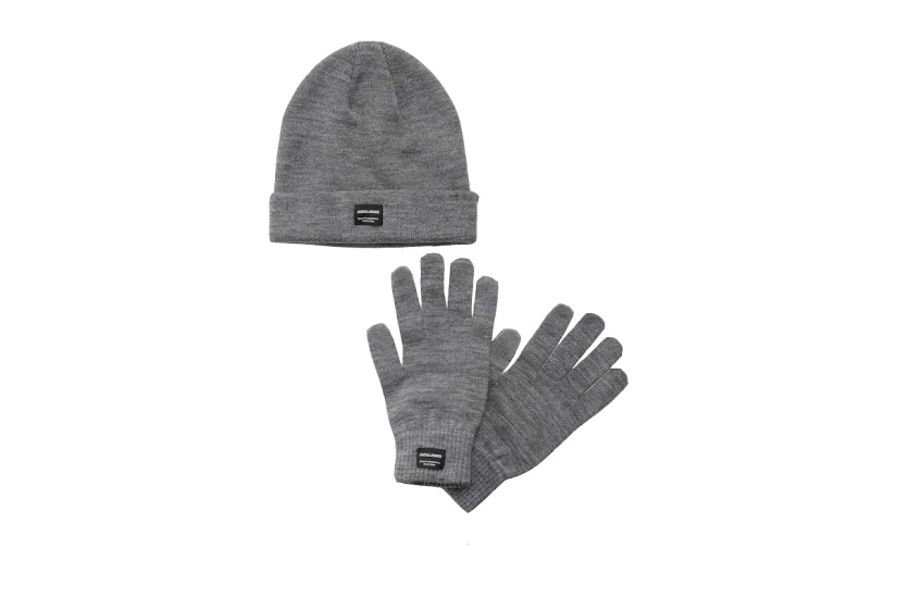 Jack And Jones Jacbeanie And Love Knit Giftbox Σκουφάκι Με Γάντια (12168383 GREY MELANGE)