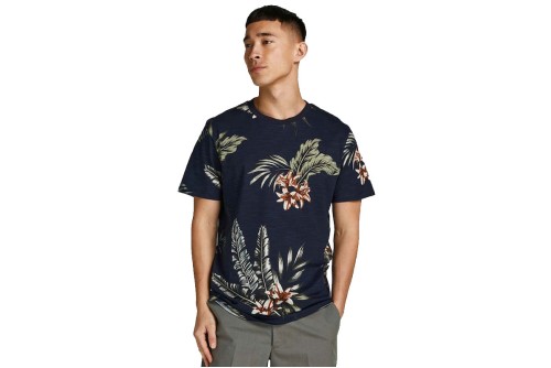Jack And Jones Jprblatropic Aop Ss Tee Crew Neck Sn T-Shirt Ανδρικό (12203764 NAVY BLAZER)