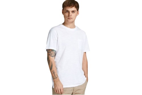 Jack And Jones Jprblatropic Solid Ss Tee Crew Neck Sn T-Shirt (12203772 WHITE)