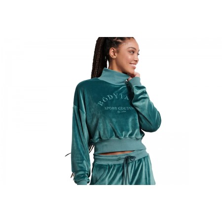 Body Talk Crop Top Μακρυμάνικο Βελουτέ Γυναικείο 