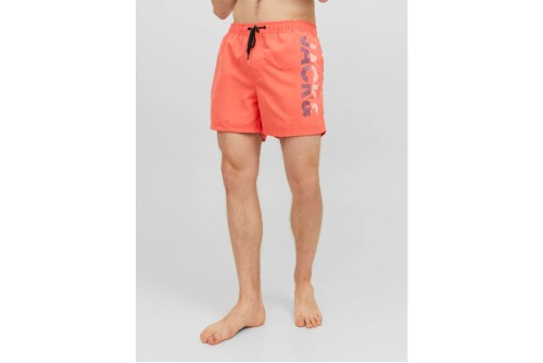 Jack And Jones Jpstfiji Jjswim Splicelogo Ly Sn Μαγιό Σορτς Ανδρικό (12225967 HOT CORAL)