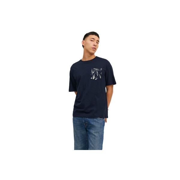 Jack And Jones Jorcrayon Pocket Tee Ss Crew Neck Ln T-Shirt Ανδρικό (12227778 NAVY BLAZER)