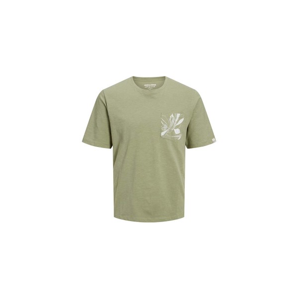 Jack And Jones Jorcrayon Pocket Tee Ss Crew Neck Ln T-Shirt Ανδρικό (12227778 OIL GREEN)