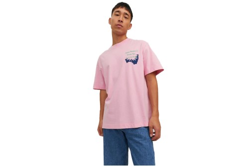 Jack And Jones Jorexotic Tee Ss Crew Neck Ln T-Shirt Ανδρικό (12230007 PRISM PINK)