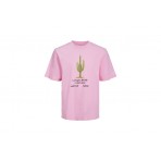 Jack And Jones Jorgrocery Tee Ss Crew Neck T-Shirt Ανδρικό (12230754 PRISM PINK)