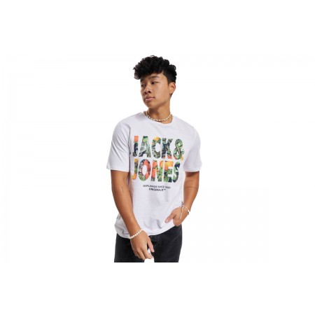 Jack & Jones Jorbooster Ανδρικό Κοντομάνικο T-Shirt Λευκό