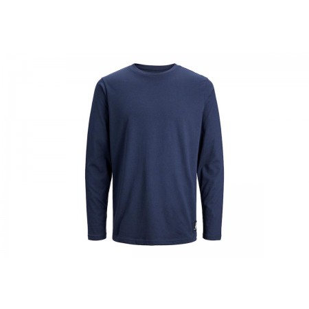 Jack And Jones Jacbasic Label Ls Tee Μπλούζα Με Λαιμόκοψη Ανδρική 