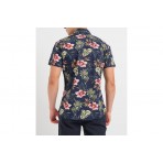 Jack And Jones Ανδρικό Φλοράλ Κοντομάνικο Πουκάμισο Μπλε Σκούρο