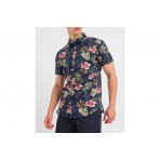 Jack And Jones Ανδρικό Φλοράλ Κοντομάνικο Πουκάμισο Μπλε Σκούρο