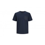 Jack And Jones Crew Neck Ανδρικό Κοντομάνικο T-Shirt Μπλε Σκούρο