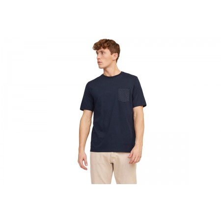 Jack And Jones Crew Neck Ανδρικό Κοντομάνικο T-Shirt Μπλε Σκούρο