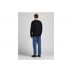 Jack And Jones Ανδρική Μακρυμάνικη Μπλούζα με Λαιμόκοψη Μαύρη