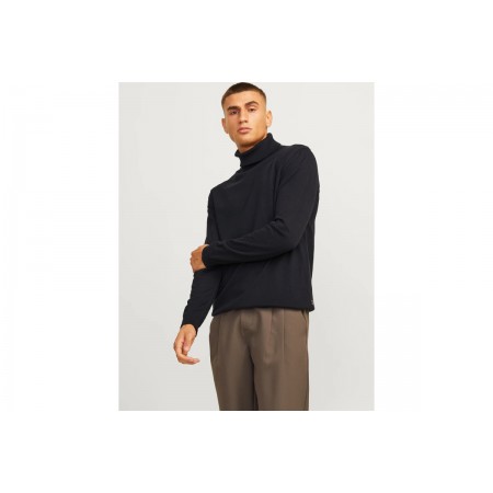 Jack And Jones Plain Turtleneck Μακρυμάνικη Μπλούζα Ζιβάγκο Μαύρη