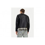 Jack And Jones Ανδρικό Μπουφάν από Δερματίνη Μαύρο