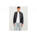 Jack And Jones Ανδρικό Biker Μπουφάν από Δερματίνη Μαύρο
