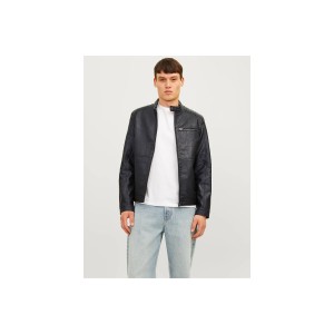 Jack And Jones Jjedylan Pu Biker Μπουφάν Δερματίνη Ανδρικό (12261196 BLACK)
