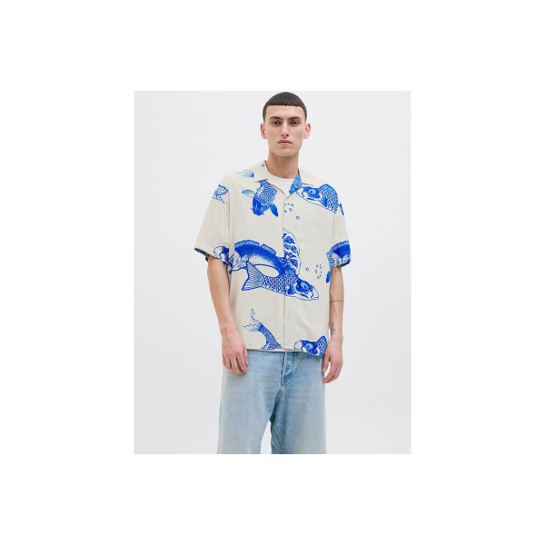 Jack And Jones Jjjeff Aop Resort Πουκάμισο Κοντομάνικο Ανδρικό (12268465 LAPIS BLUE)