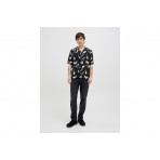 Jack & Jones Ejeff Charge Resort Ανδρικό Κοντομάνικο Πουκάμισο Μαύρο, Λευκό