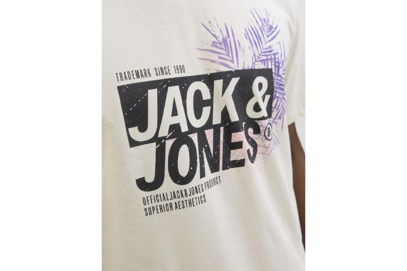 Jack And Jones Jjjaxon Ανδρικό Κοντομάνικο T-Shirt Μπεζ