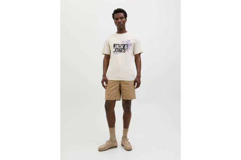 Jack And Jones Jjjaxon Ανδρικό Κοντομάνικο T-Shirt Μπεζ