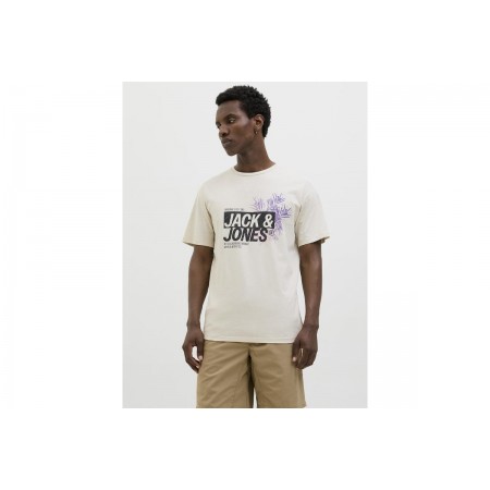Jack And Jones Jjjaxon Ανδρικό Κοντομάνικο T-Shirt Μπεζ