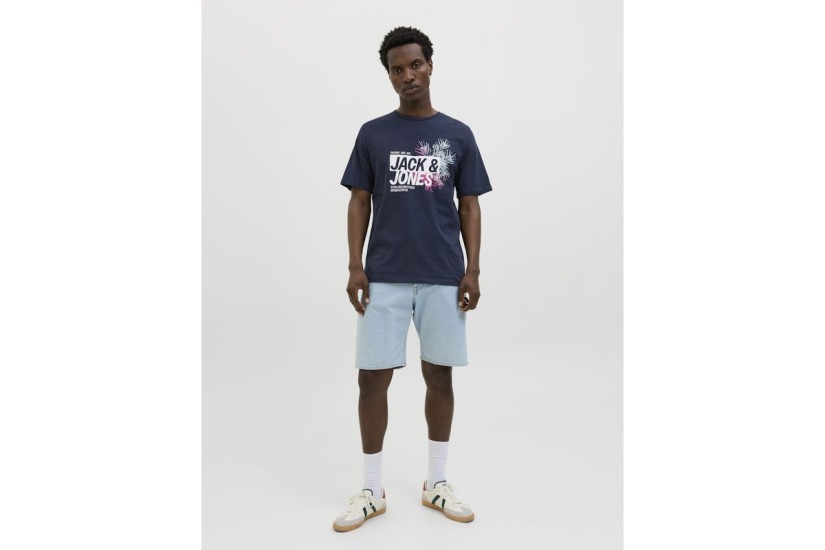 Jack And Jones Jjjaxon Ανδρικό Κοντομάνικο T-Shirt Μπλε Σκούρο