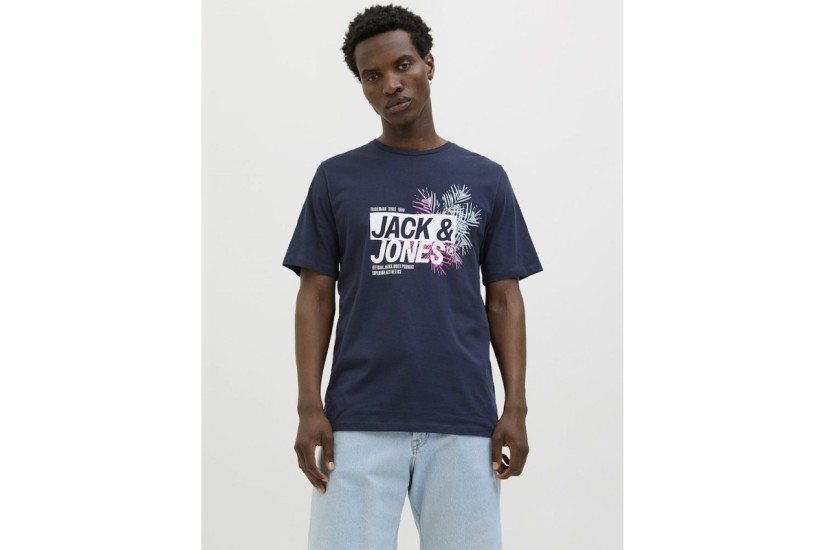 Jack And Jones Jjjaxon Ανδρικό Κοντομάνικο T-Shirt Μπλε Σκούρο