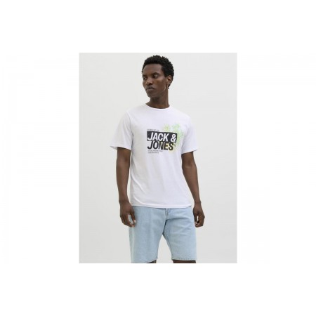 Jack And Jones Jjjaxon Ανδρικό Κοντομάνικο T-Shirt Λευκό