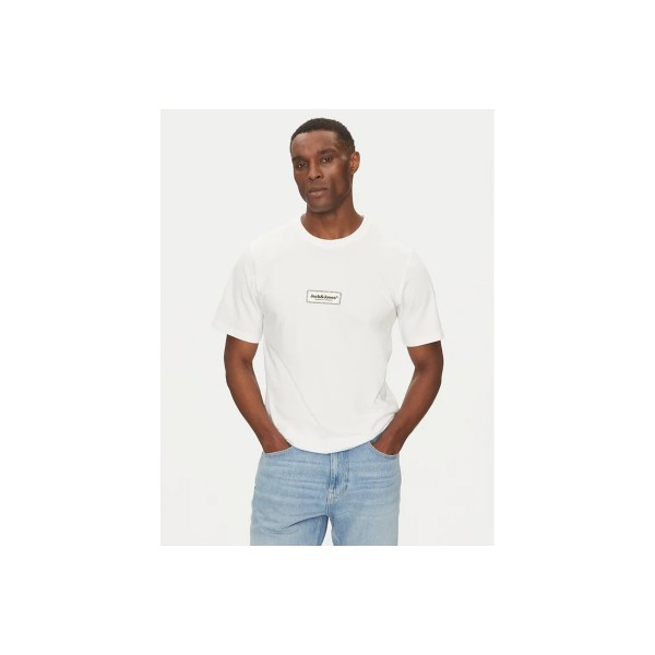 Jack And Jones Jorsplit Fakestitch Branding Ss C Ln T-Shirt Ανδρικό (12273182 BRIGHT WHITE)