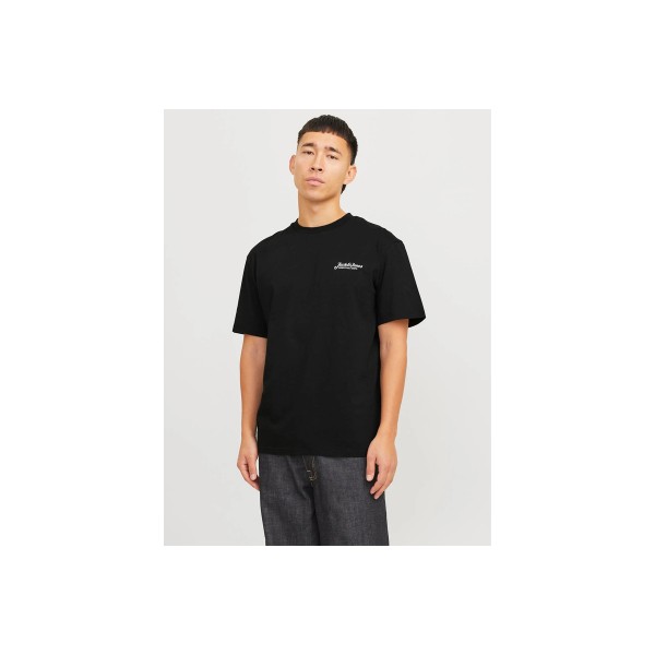 Jack And Jones Jjbeau Ss Frontprint Crew Neck Ln T-Shirt Ανδρικό (12275012 BLACK)