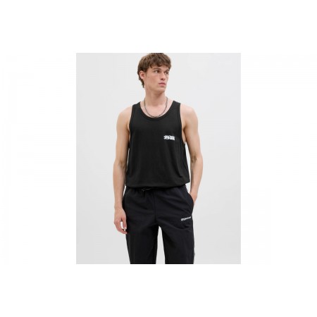 Jack And Jones Jcosago Small Logo Ανδρική Αμάνικη Μπλούζα Μαύρη