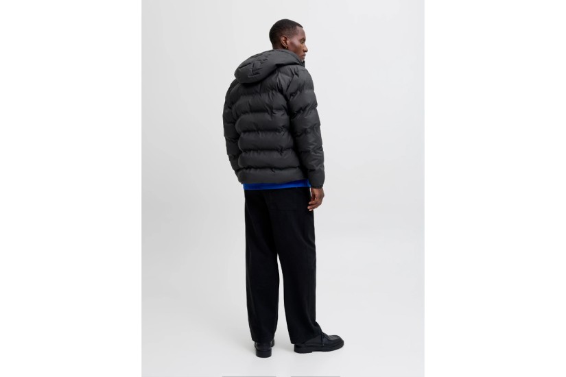 Jack And Jones Ανδρικό Μπουφάν Puffer με Κουκούλα Μαύρο