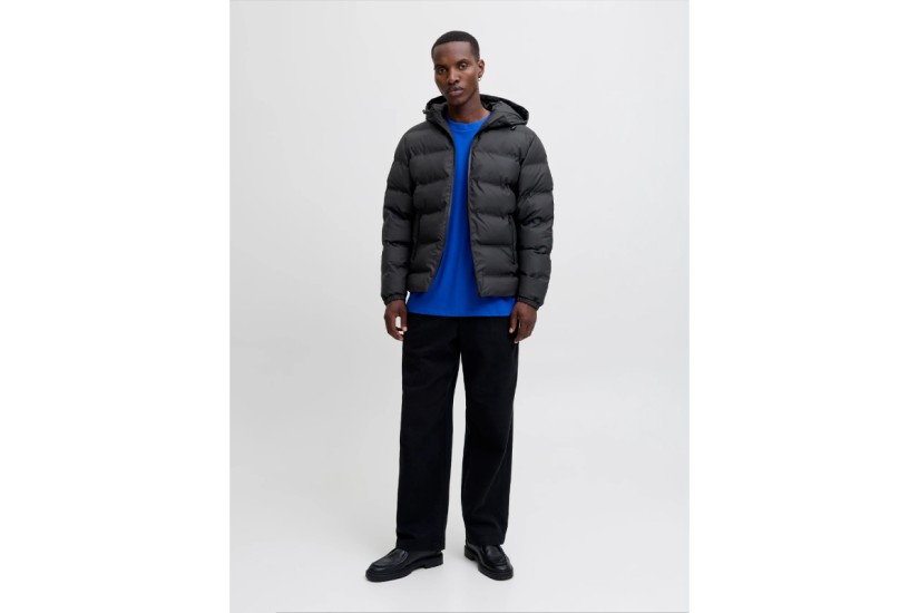 Jack And Jones Ανδρικό Μπουφάν Puffer με Κουκούλα Μαύρο