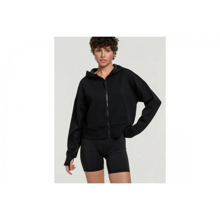 Body Talk Scuba Γυναικεία Πολυεστερική Ζακέτα με Κουκούλα Μαύρη